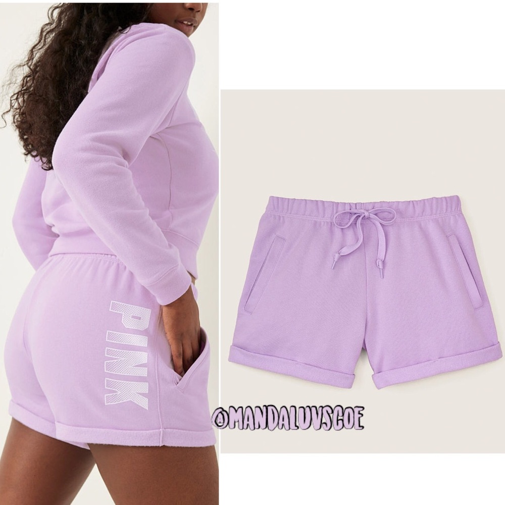 💗VS PINK PURPLE WHITE OMBRE LOGO BOYFRIEND SHORTS - Picture 2 of 8